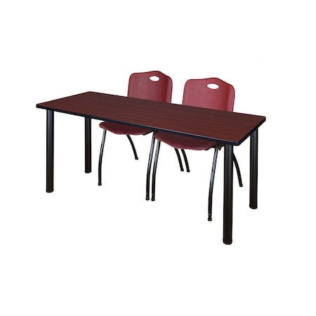 Kee Rectangle Tables > Training Tables > Kee Table & Chair Sets, 66 W, 24 L, 29 H, Mahogany MT6624MHBPBK47BY